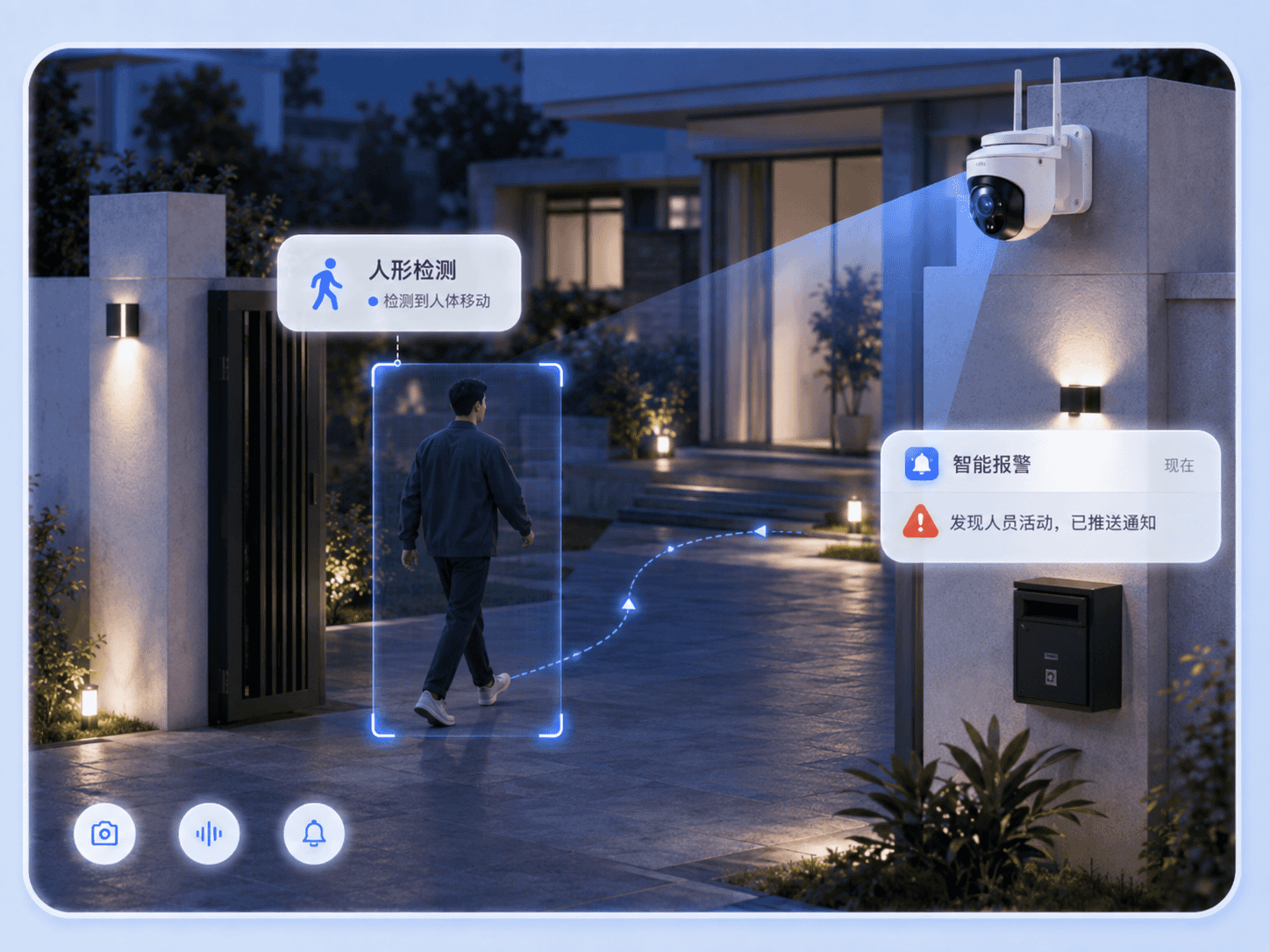 APP报警通知与AI人形识别框线标注